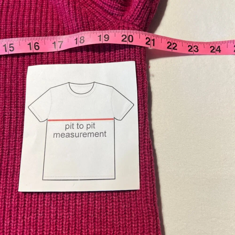 Tahari L Cerise Ribbed Knit | Merino Wool Blend | Cozy Winter Essential - Picture 7 of 8